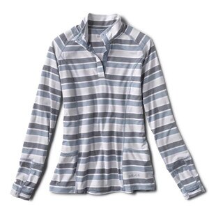 Orvis Outsmart 1/2 Snap Stripe Shirt Women's in Blue Heron